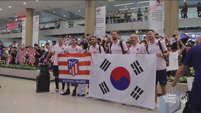El Atlético de Madrid llega a Seúl tras más de 12 horas de vuelo