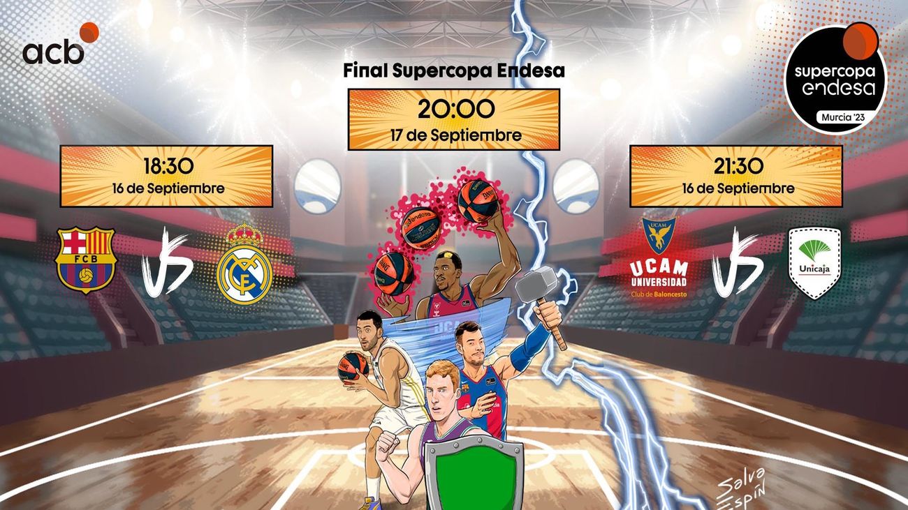 Barça-Real Madrid y Unicaja-UCAM Murcia, semifinales de la Supercopa