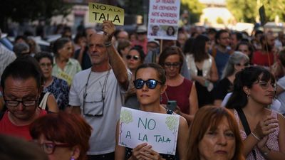 Un millar de personas protestan contra la tala de árboles por las obras de la línea 11 de Metro