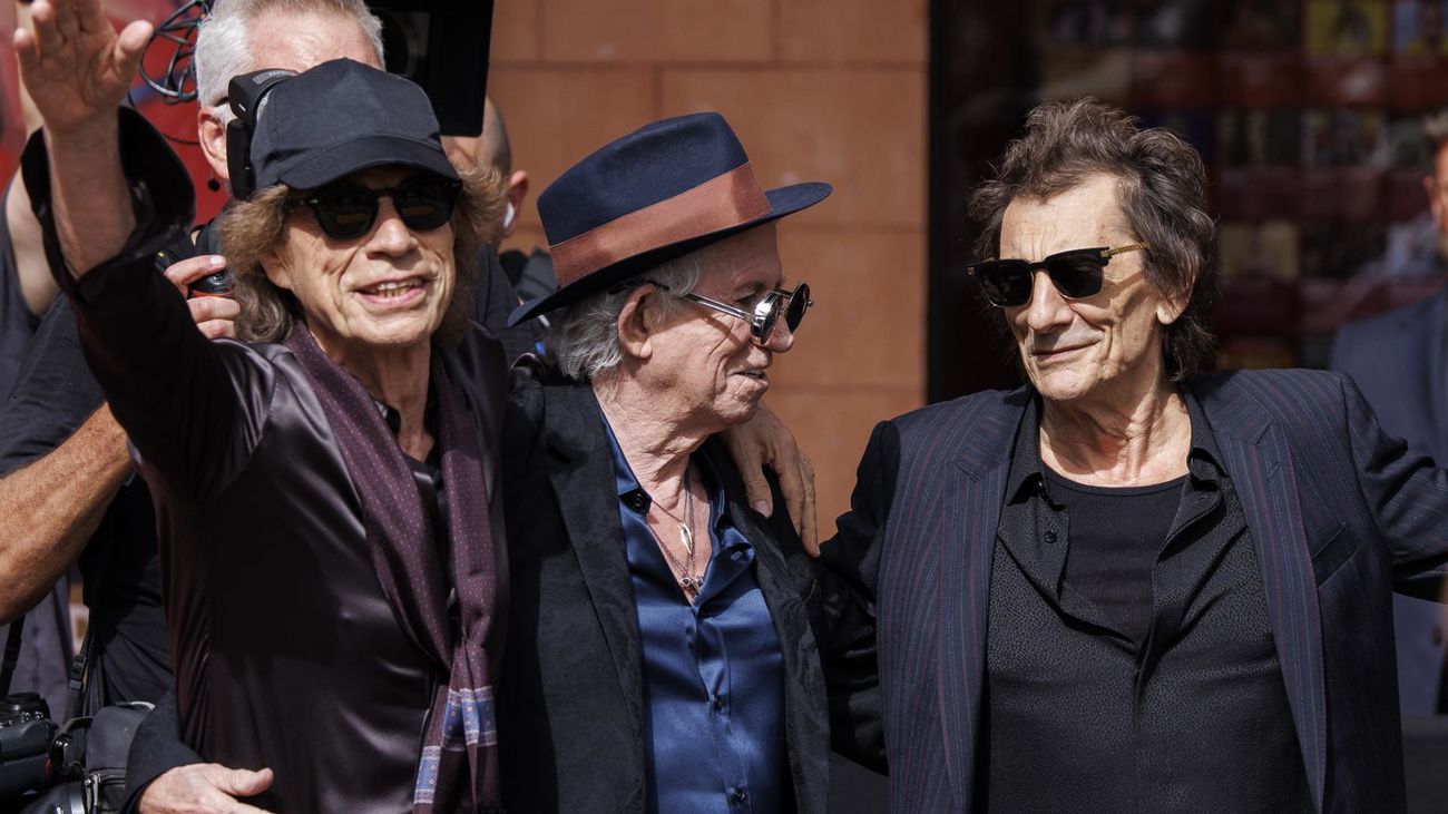Mick Jagger, Keith Richards y Ronnie Wood, The Rolling Stones, durante la presentación de 'Hackney Diamonds' en Londres
