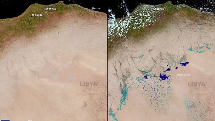 Lagos en el desierto de Libia provocados por la tormenta Daniel / EUROPA PRESS