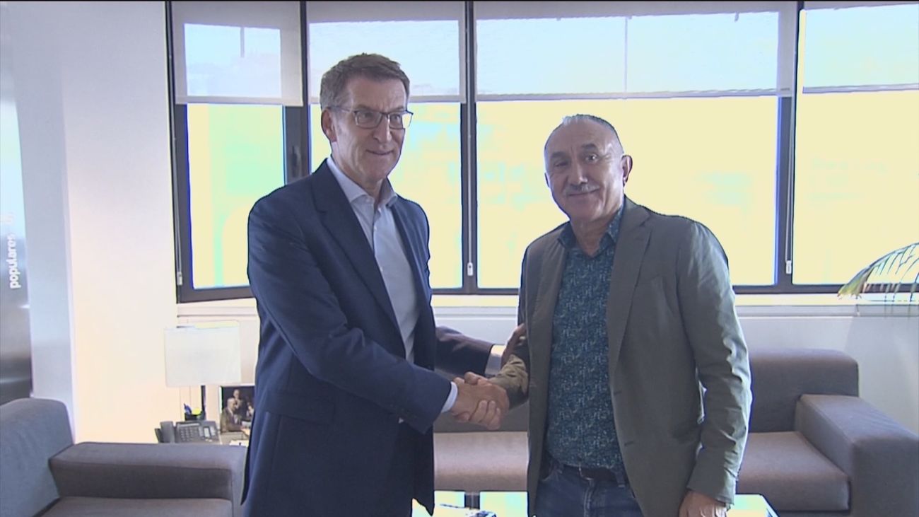 Feijóo se reúne con Pepe Álvarez (UGT) antes del debate de su investidura