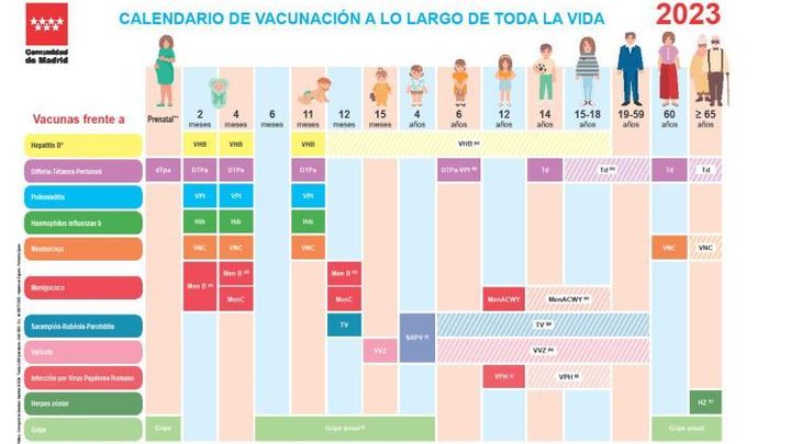 Calendario de vacunación a lo largo de toda la vida / COMUNIDAD DE MADRID