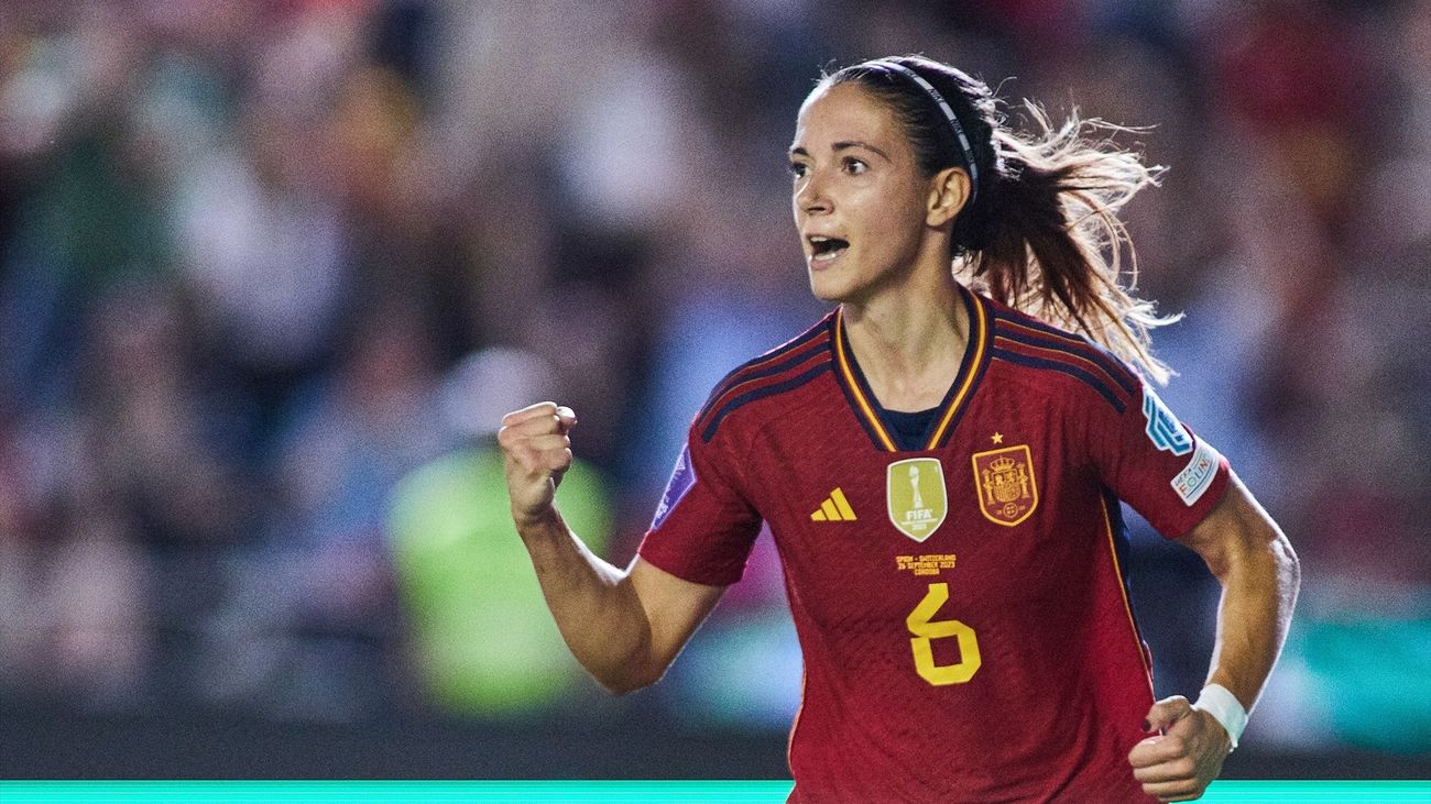 Aitana Bonmatí celebra un gol ante Suiza
