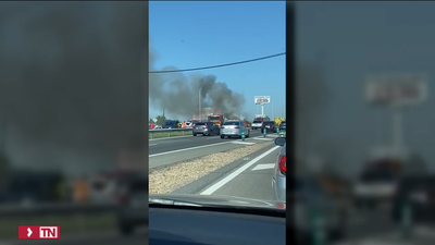 Cuatro heridos leves al chocar y arder dos vehículos en la A-42 en Madrid