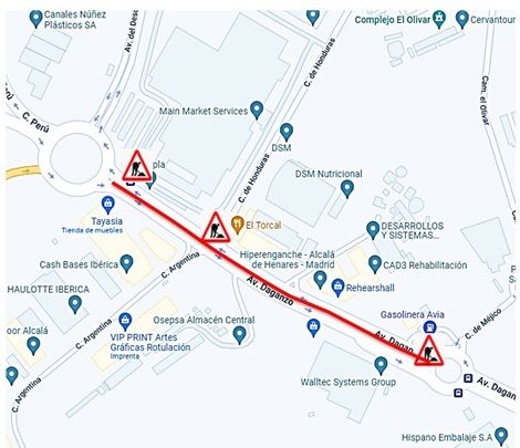 Mapa de la zona afectada por las obras en el Barrio del Olivar de Alcalá / AYTO ALCALÁ DE HENARES