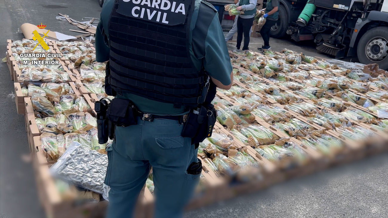 La Guardia Civil detiene a 7 personas que transportaban 276 kilos de droga en lechugas
