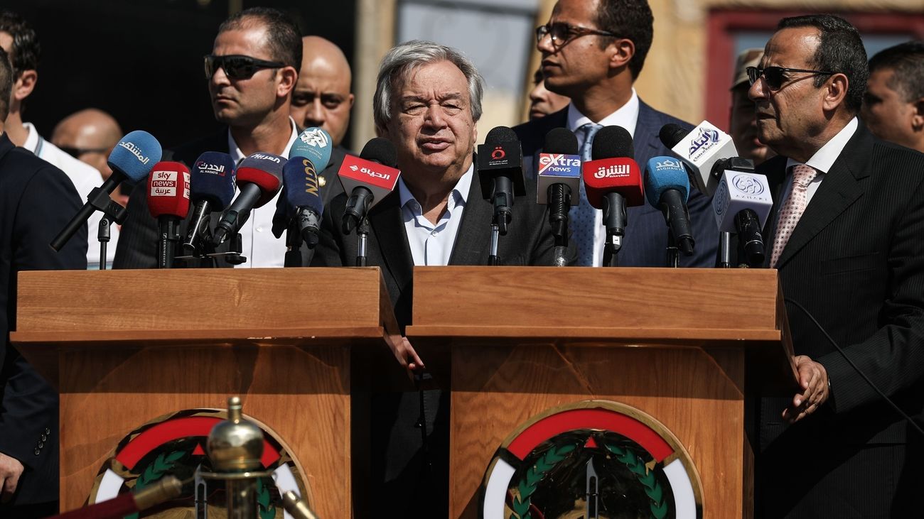 Guterres urge desde Rafah la apertura del paso para que la ayuda humantiaria llegue a Gaza