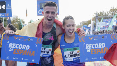 Los madrileños Carlos Mayo y Laura Luengo baten el récord de España de medio maratón
