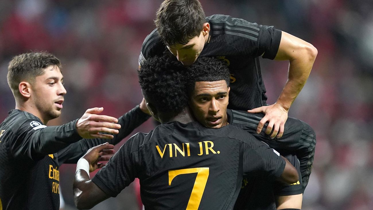 Jude Bellingham celebra su gol frente al Braga en la Liga de Campeones