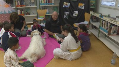 Los perros ayudan a leer a los niños de Móstoles