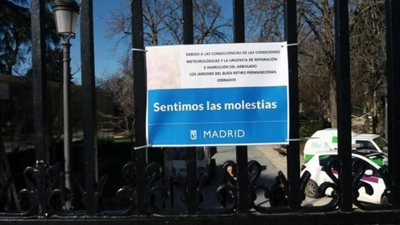 El Retiro y otros 8 parques de Madrid, cerrados este jueves por el viento