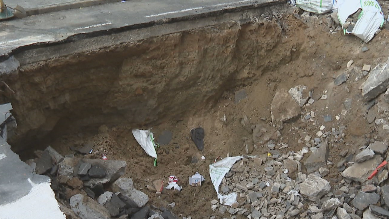 Hundimiento en el entorno de General Ricardos por la rotura de una tubería