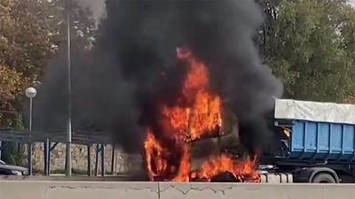 Autovía A-4 cortada tres horas a la altura de Getafe por el incendio en un camión