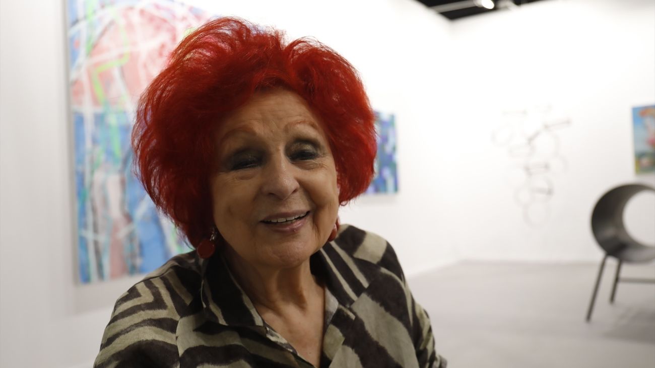 La galerista Juana de Aizpuru en la feria de arte contemporáneo de Madrid ARCO, en 2021