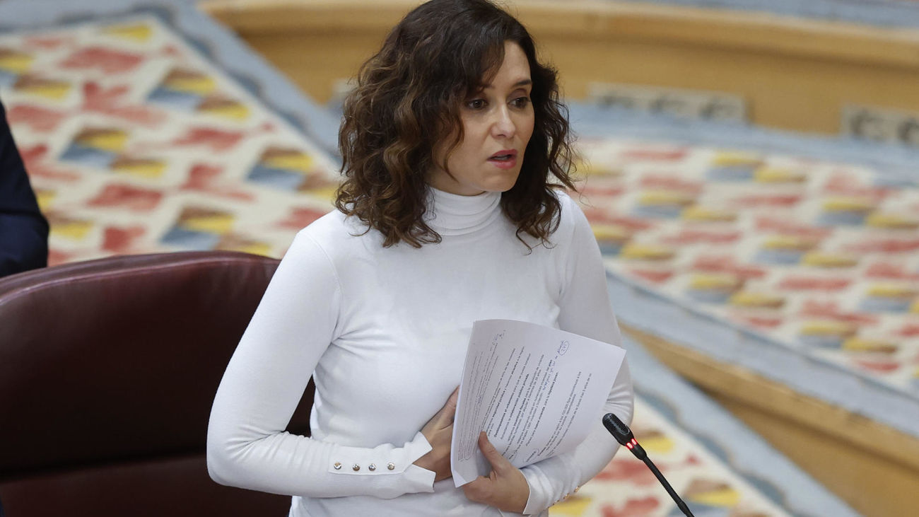 Isabel Díaz Ayuso, durante la sesión de control de la Asamblea de Madrid