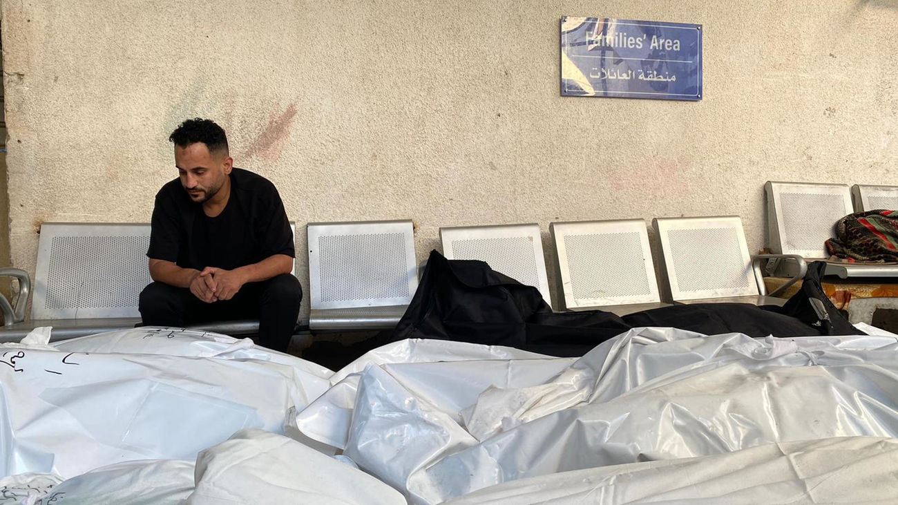 Morgue del hospital de Rafah (Gaza)