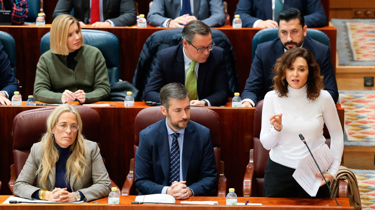 La presidenta de la Comunidad de Madrid, Isabel Díaz Ayuso, durante una sesión plenaria en la Asamblea de Madrid