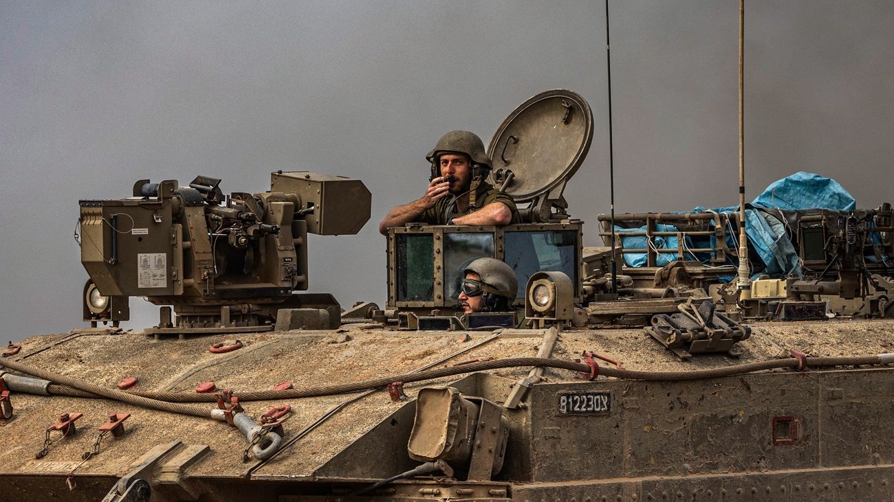 Tanque israelí en la zona fronteriza con Gaza