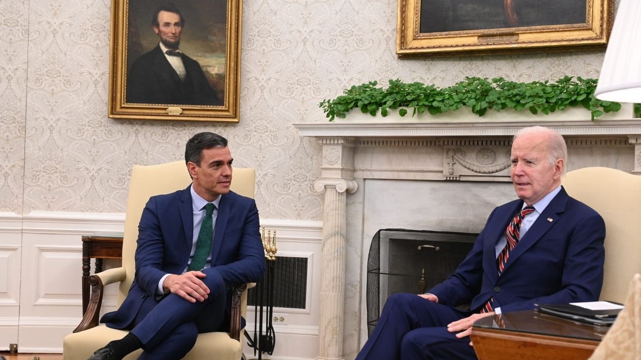 Pedro Sánchez y Joe Biden en la Casa Blanca
