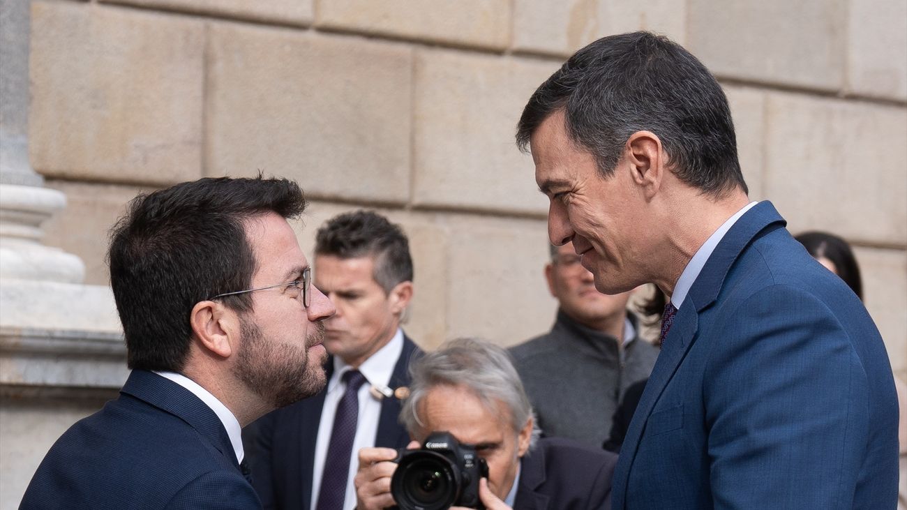 El presidente del Gobierno, Pedro Sánchez, y el presidente de la Generalitat de Catalunya, Pere Aragonès