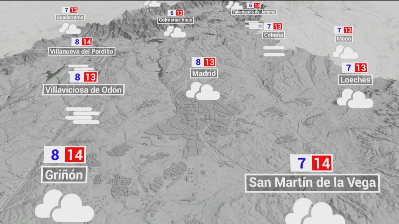 El tiempo en Madrid este lunes: lluvias débiles y temperaturas en ascenso