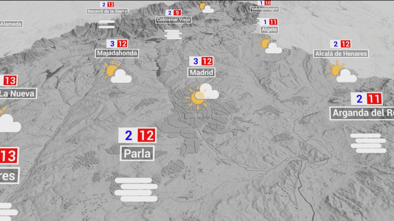 El tiempo en Madrid este lunes:  cielos poco nubosos y máximas en ascenso