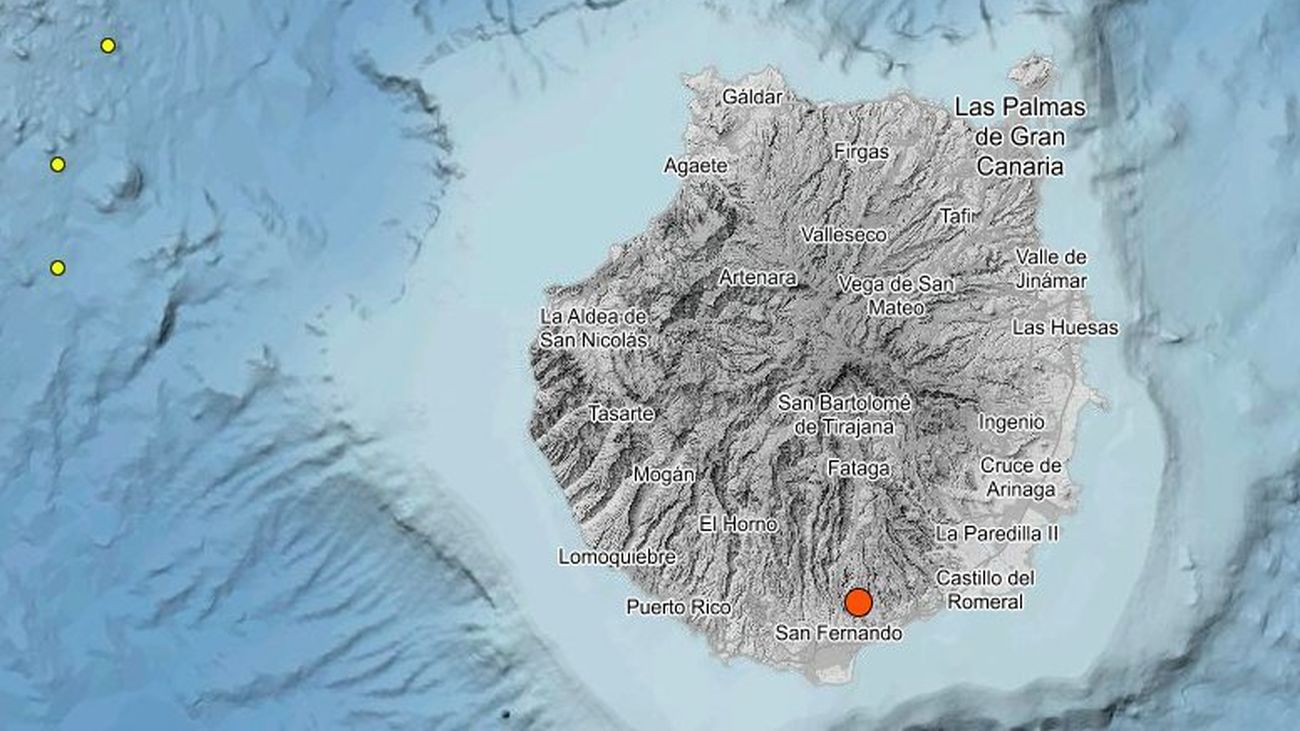 Localización del terremoto de 3,4 de Gran Canaria según los datos del IGN