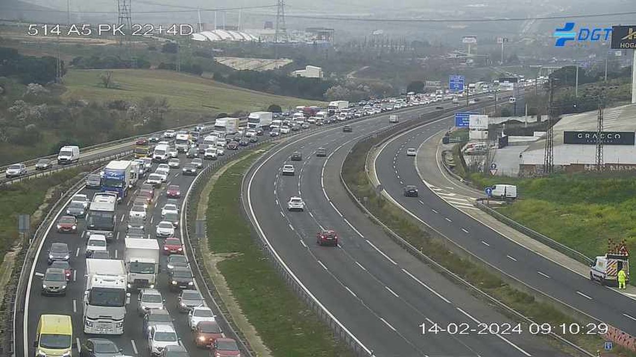 Retenciones en la A-5 entre Móstoles y Alcorcón tras un accidente