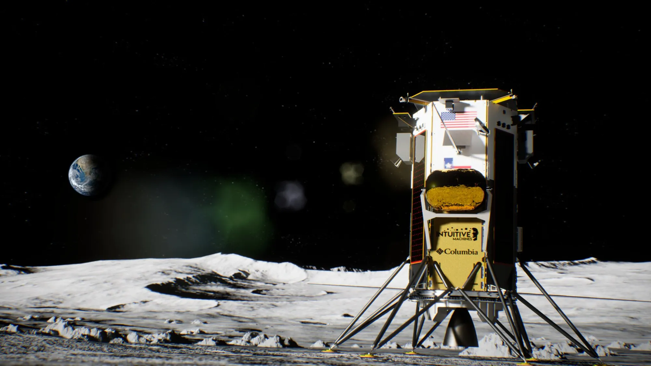Ilustración del módulo IM-1 sobre la superficie de la Luna