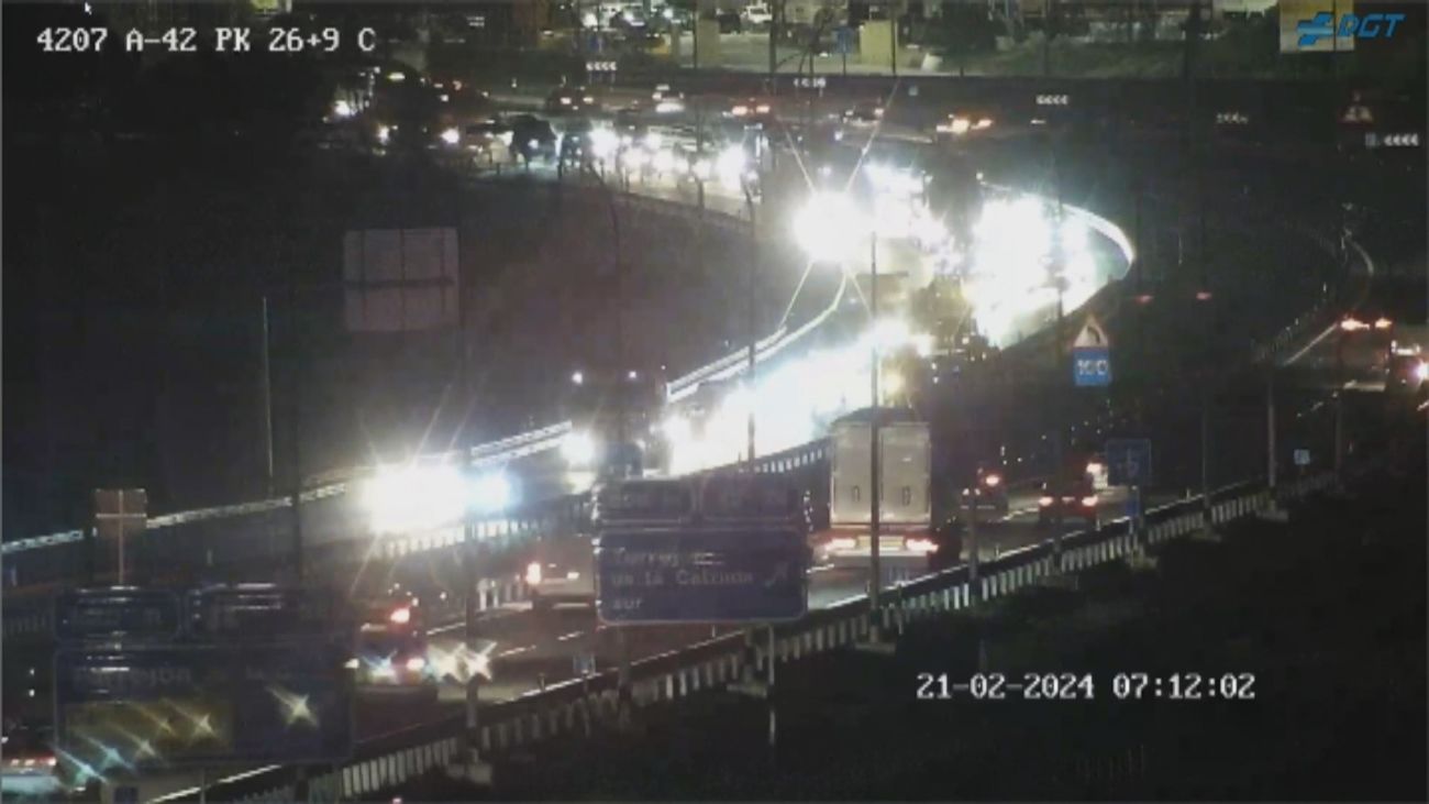 Un accidente ha provocado retenciones en la A-42 a la altura de Torrejón de Velasco
