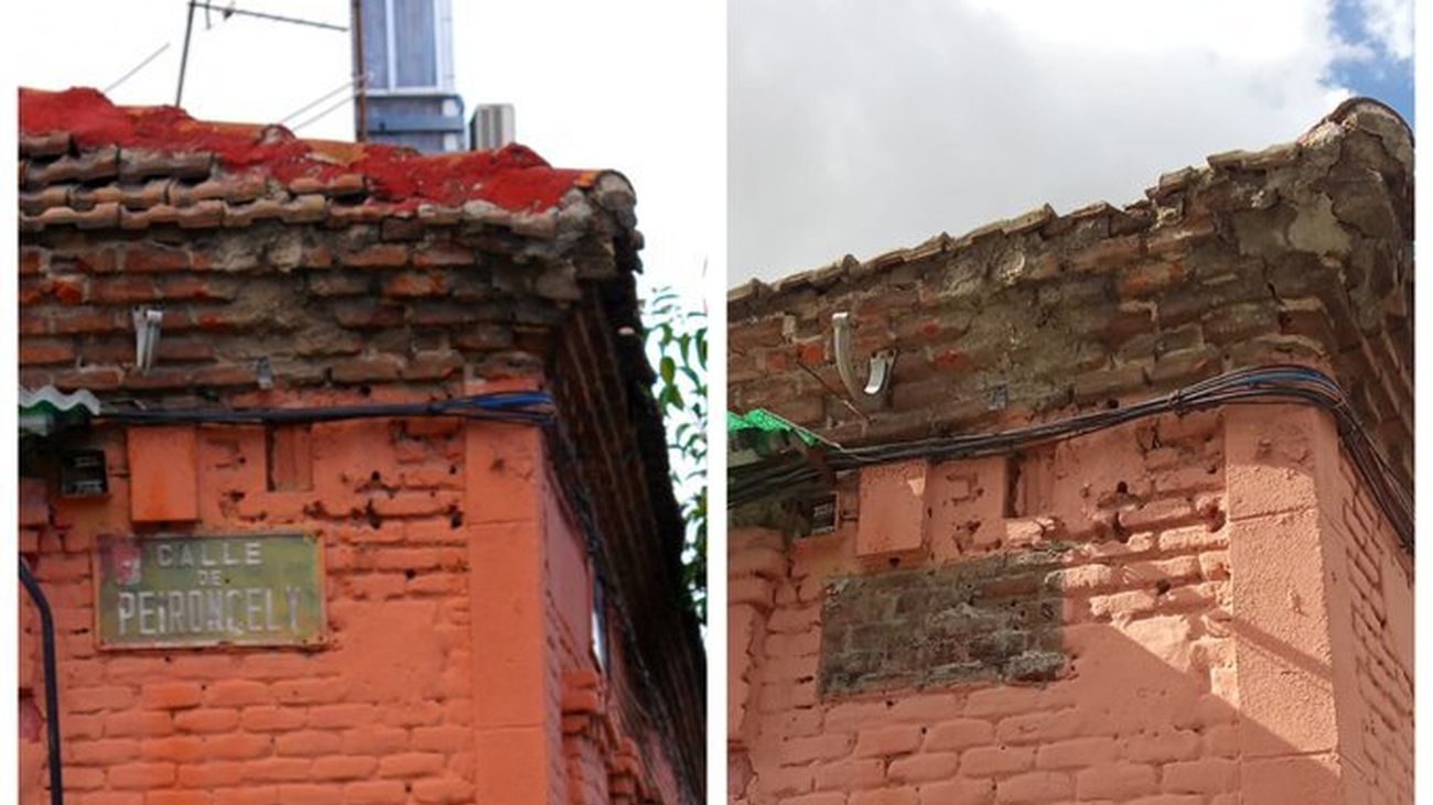 El antes y el después en la fachada de la Calle Peironcely 10