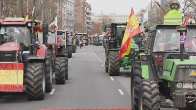 Agricultores y ganaderos marchan por el  centro de Madrid pidiendo "medidas reales" al Gobierno