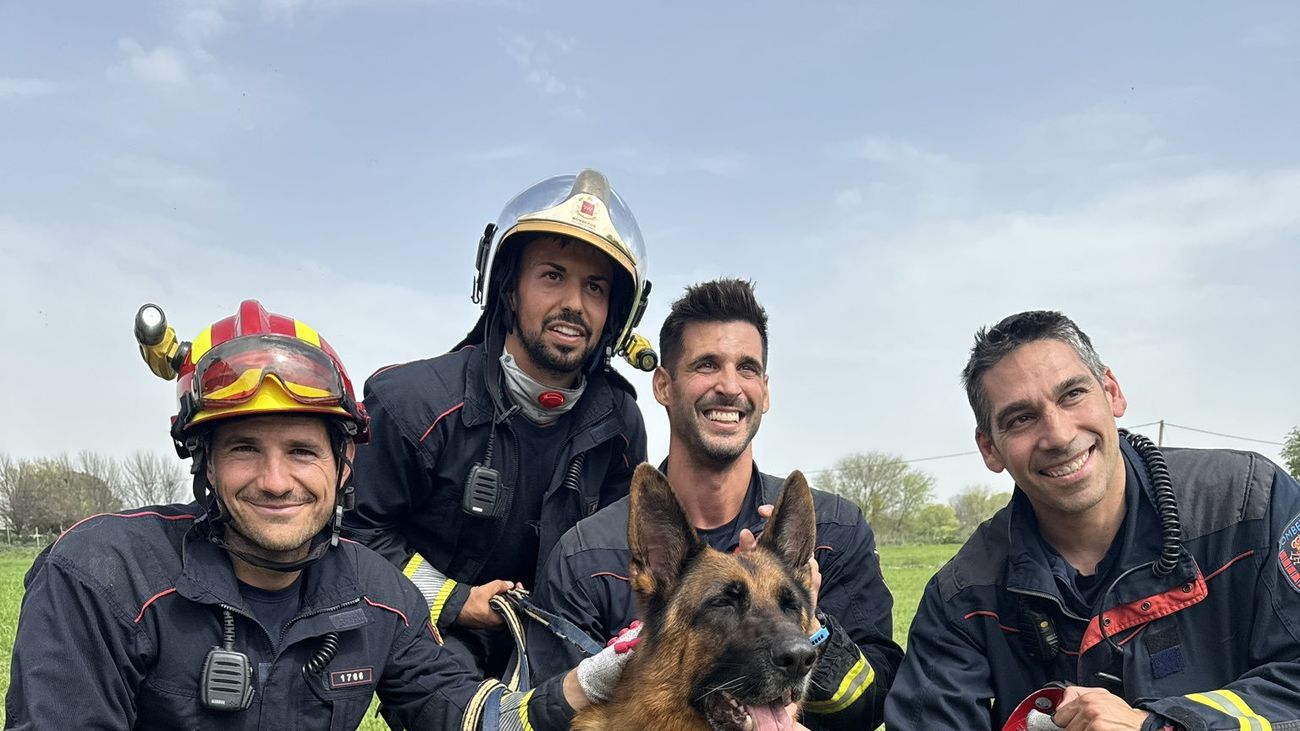 Rescatado un pastor alemán del interior de un pozo en Leganés