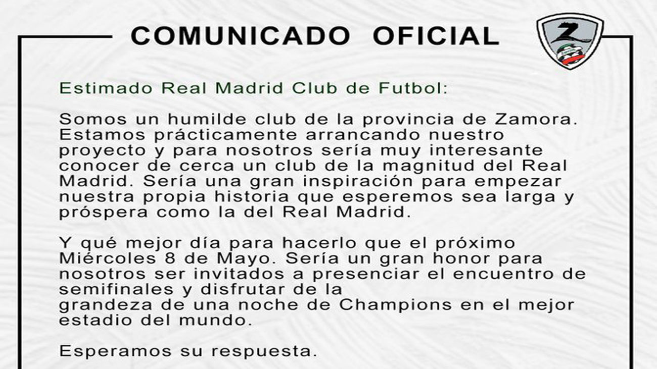 Comunicado del CD Zamora