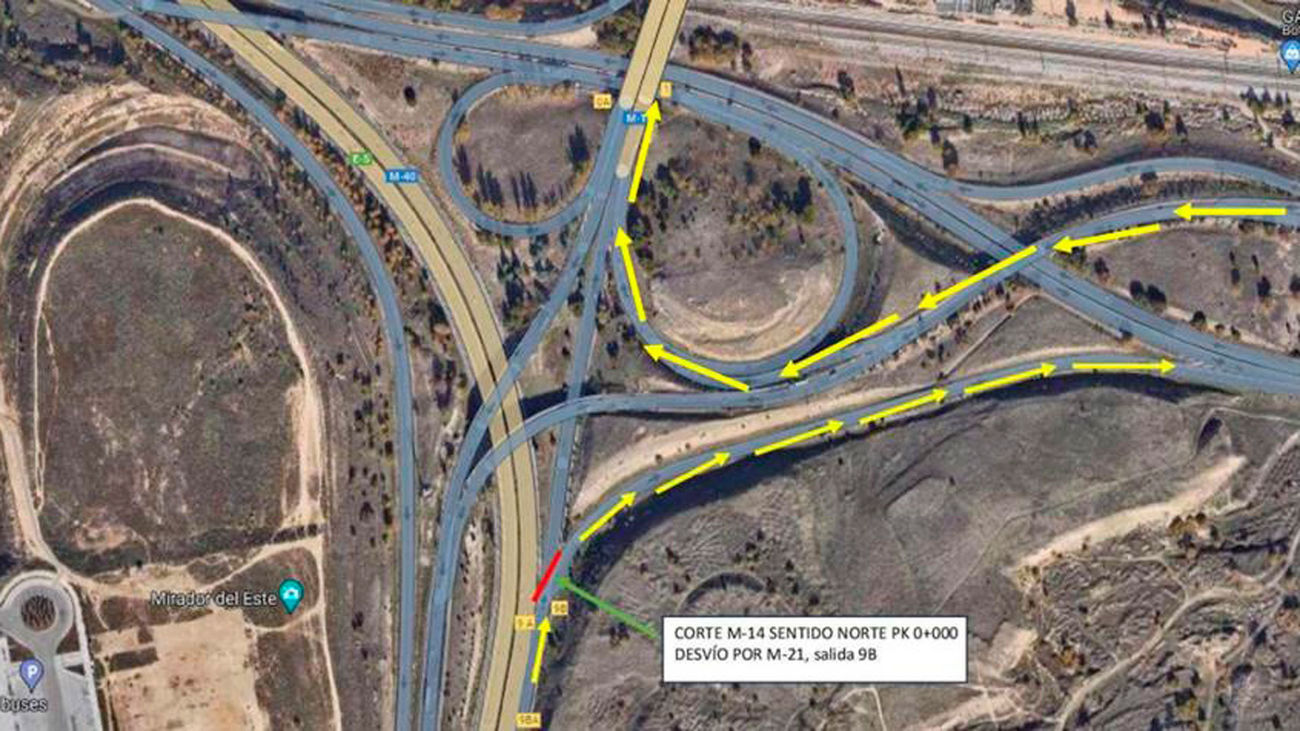 Esquema de las obras en el entorno del Metropolitano, en el enlace entre M-40, M-14 y M-21