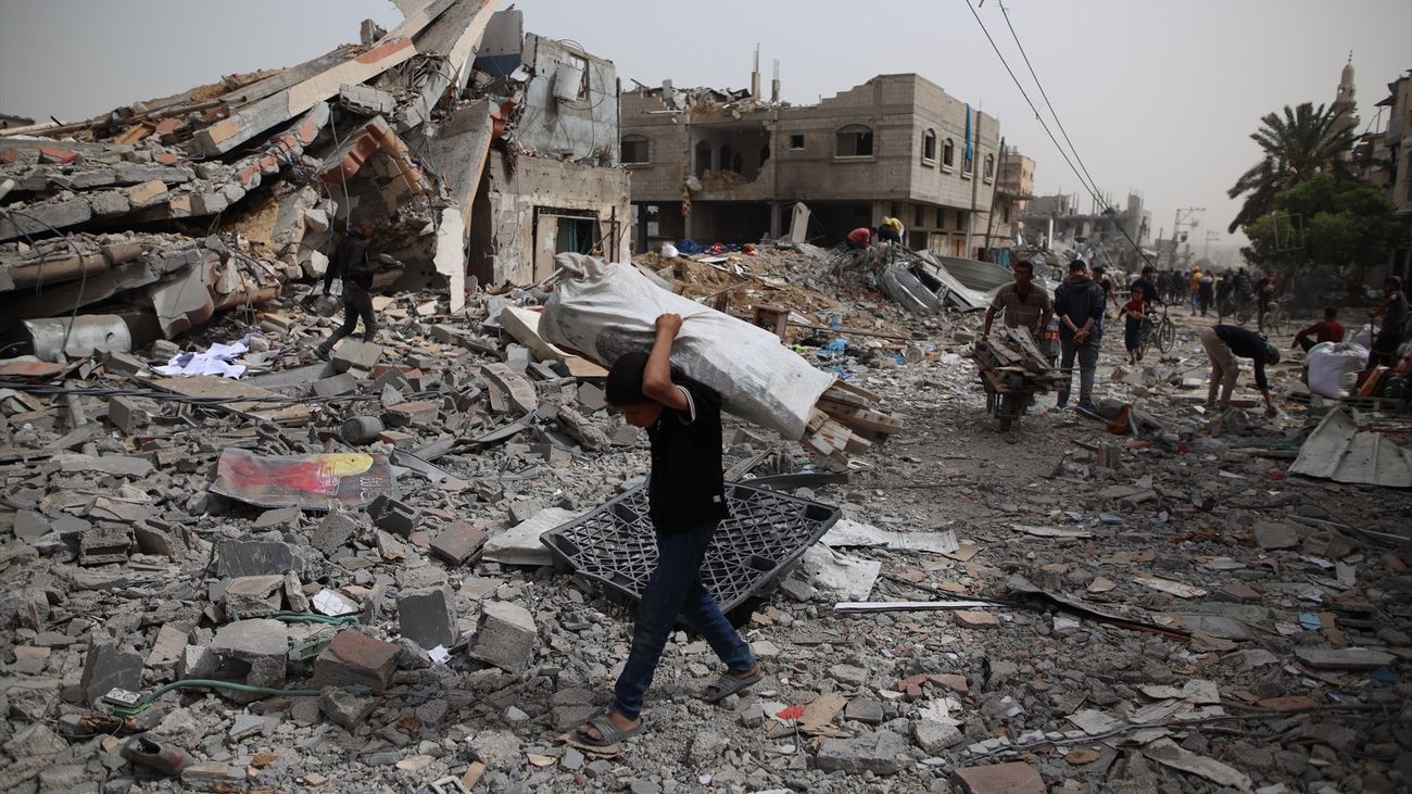 Edificios derrumbados en Gaza tras un ataque israelí