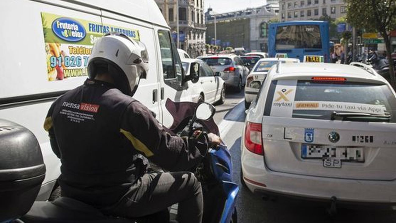 Atasco en el centro de Madrid