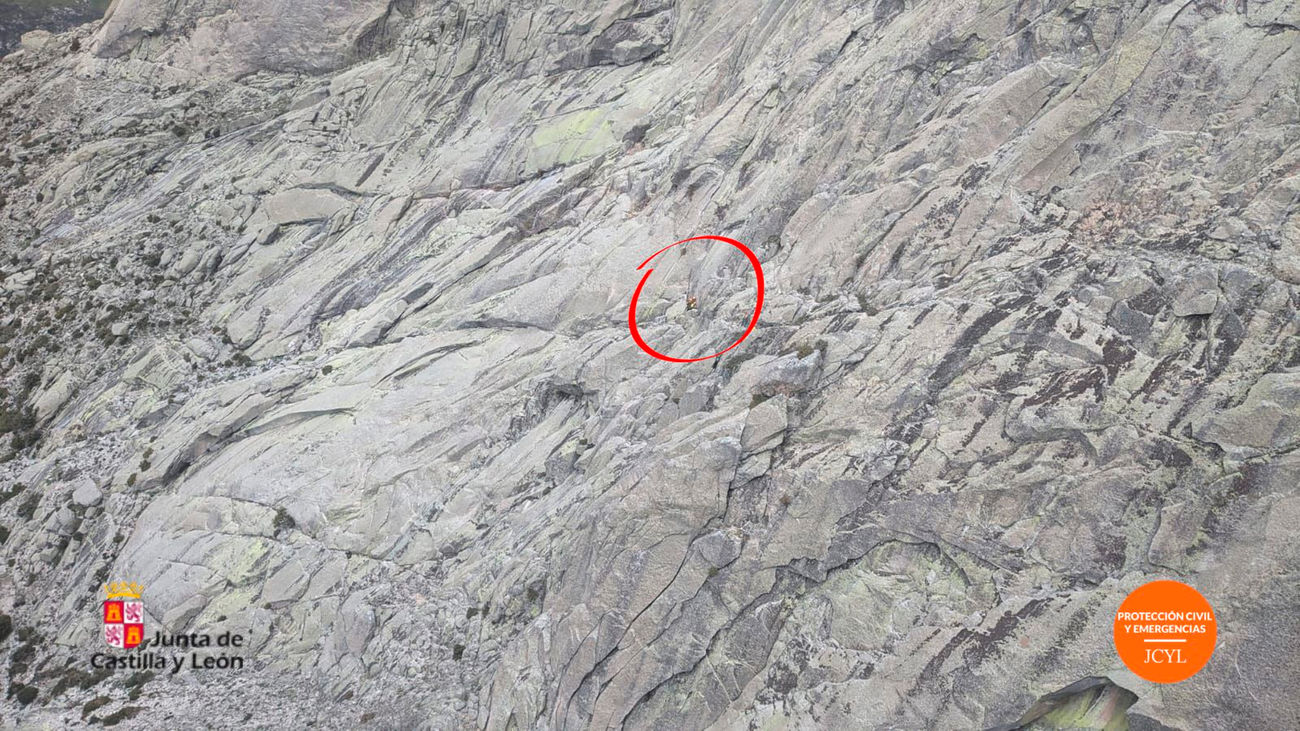 Lugar del rescate de un escalador en el pico 'El Torozo', Ávila