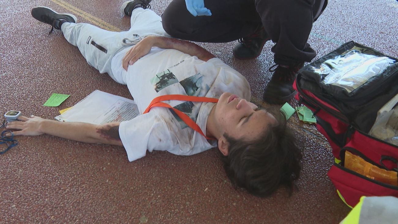 Un simulacro de avalancha en una fiesta en Algete pone a prueba la seguridad y los primeros auxilios