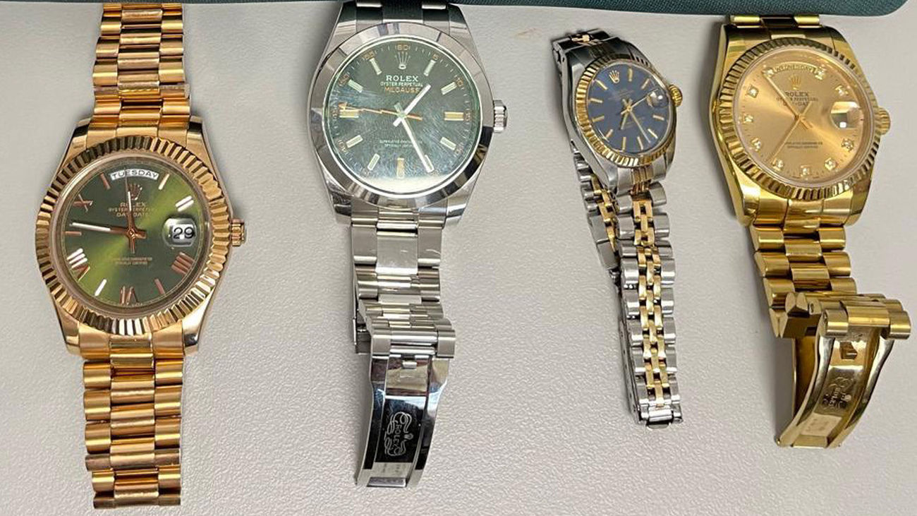 Relojes de lujo recuperados por la Policía Nacional