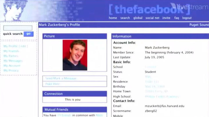 Perfil de Zuckerberg en Thefacebook.com / Meta