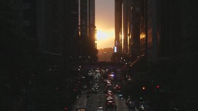 La curiosa puesta de sol en Nueva York de todos los años
