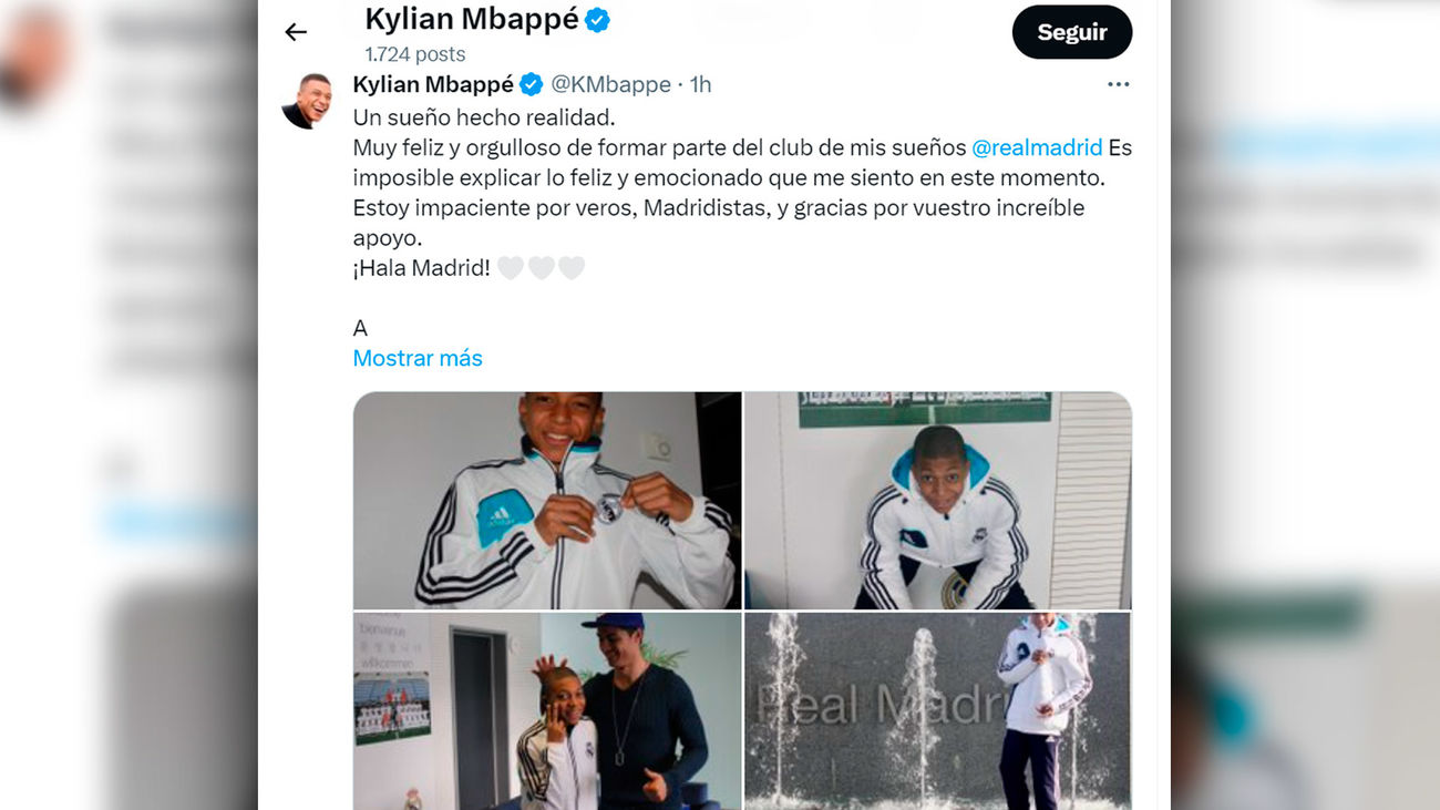 El sueño cumplido de Mbappé: "Es imposible explicar lo feliz y emocionado que me siento"