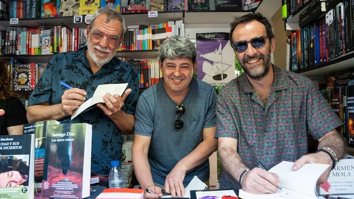 Jorge Díaz, Agustín Martínez y Antonio Mercero, cuyo seudónimo es 'Carmen Mola' / EUROPA PRESS
