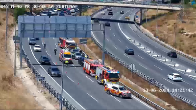 Retenciones en la M-40 en la zona de Barrio de la Fortuna por un accidente