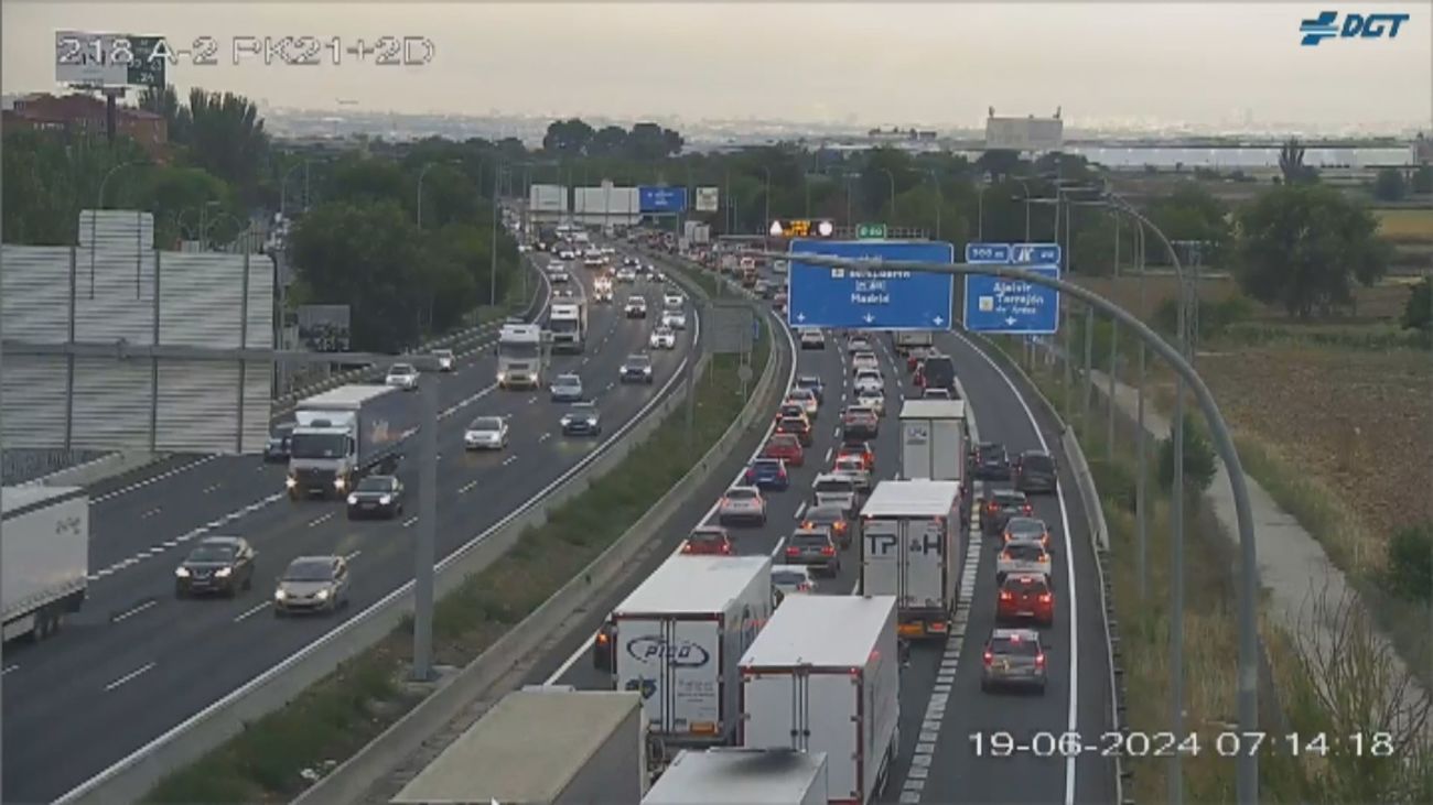 Retenciones en la A-2 en la hora punta de la mañana