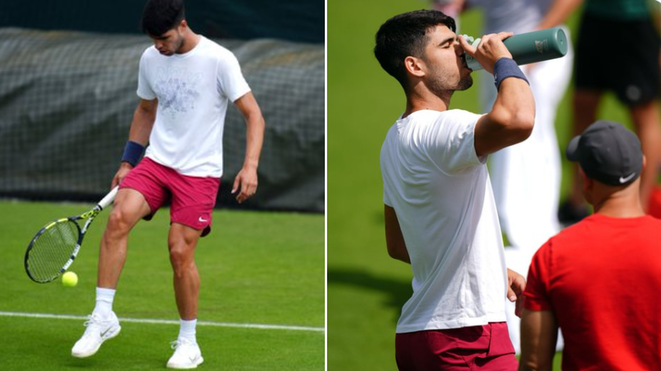 Alcaraz se entrena en la hierba de Wimbledon