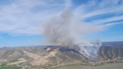 Evacuado un campin por un incendio forestal en Mequinenza, Zaragoza