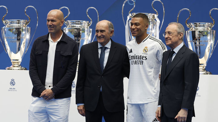 Zidane, Mbappé, Pirri y Florentino Pérez / EFE